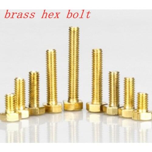 5-10pcs DIN933 M4 M5 M6*6/8/10/12/16/20/25/30/35/40/45/50 Plain Finish Brass Hex Bolts Hex Head Screws Bolts