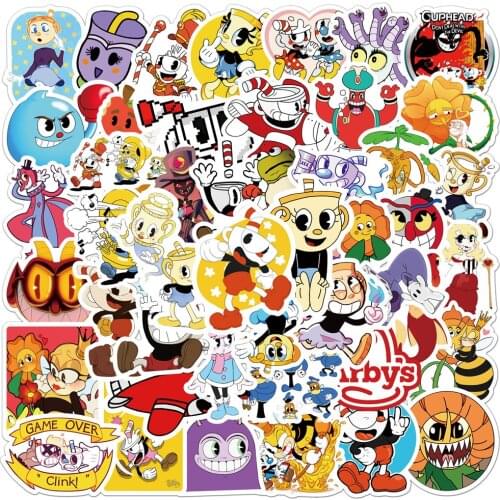 50Pcs Anime Cuphead Stickers Toys for Animal Cute Decals to Laptop Phone Suitcase Guitar Fridge Sticker Pegatinas