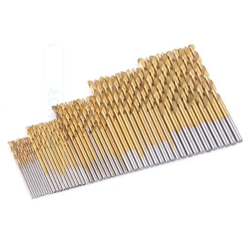 VECONOR 50Pcs Per Set Twist Drill Bit Set Saw Set HSS High Steel Titanium Coated Drill Woodworking Tools 1mm/1.5mm/2mm/2.5mm/3mm