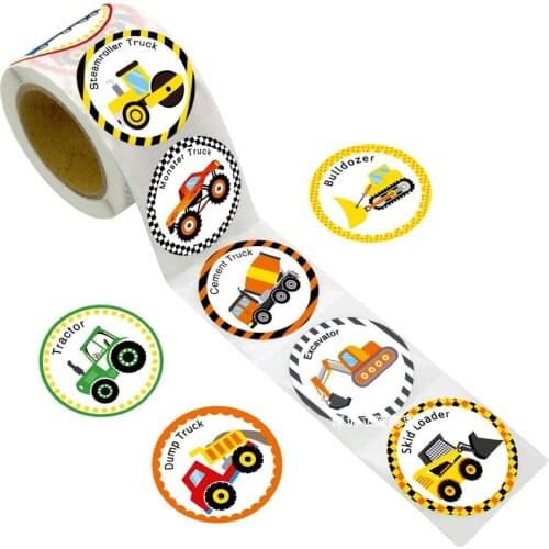 500PCS/Roll Truck Stickers Christmas Sticker Paper Perforated Stationery Stickers Construction Car Birthday Party For Children