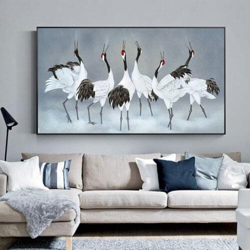 5D Diamond Painting Full Square Round Bird Crane Animal Diamond Embroidery Chinese style Rhinestones Art Cross Stitch KitZP-2641