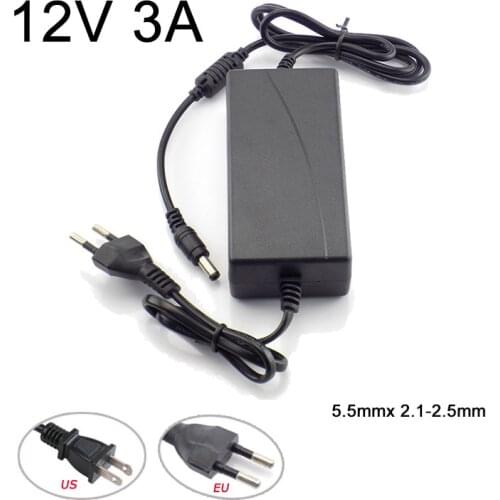 AC to DC 100V-240V 12V 3A Power Adapter Supply Converter Charger 3000mA 5.5mmx 2.1-2.5mm For LED Strip CCTV Camera