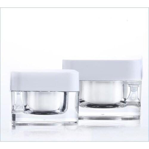 50G white square acrylic jar cream/essence/moisturizer/gel /mask/art nail/skin care pot or jar for cosmetic packing plastic jar