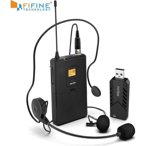 FIFINE Wireless Lavalier Microphone for PC Mac with USB Receiver Free Your Hands for Interview Recording Speech Podcast 031B