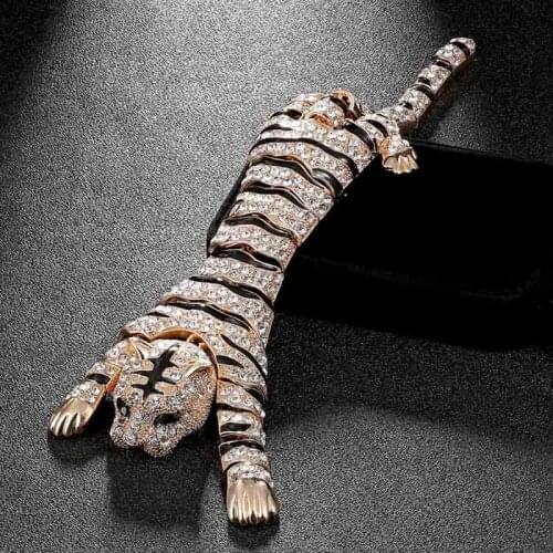 Mens Big enamel Tiger Brooch Jewelry Fashion Statement Women Dress Coat Suit Men Decoration Safety Pin Metal Broach Broch