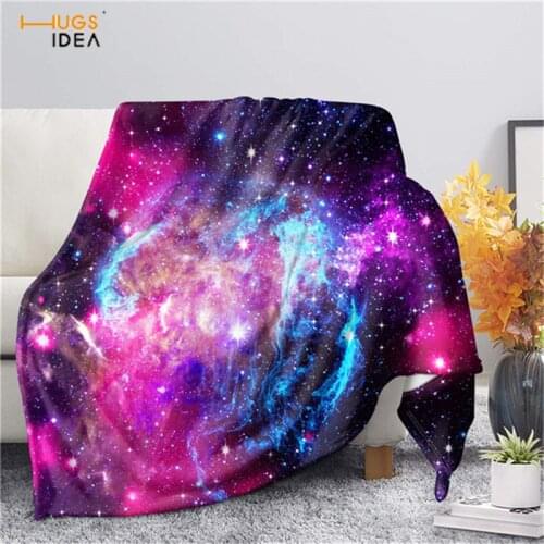 HUGSIDEA Custom Photo Design 2020 Flannel Fleece Blanket Galaxy Space Pattern Sofa Warm Bed Throw Blanket Adult Blanket