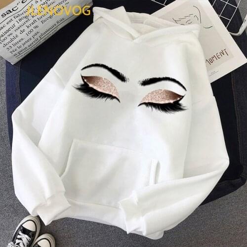 Vogue Makeup Art Brown Eyelashes Print hoodies women clothes 2020 vogue sudadera mujer kawaii winter sweatshirt femme streetwear