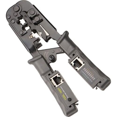 2 In 1 RJ45 Network Cable Crimping Tool 8P6P4P Three-purpose Tester Ratchet Tool Through Hole Network Cable Pliers Hand Tool