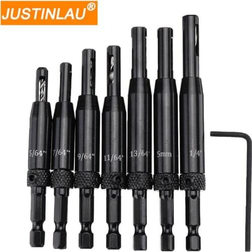 JUSTINLAU Aluminium Alloy Self Centering Door Hinges Drill Bit Hole Puncher Woodworking Reaming Tool Countersink Drill Bit