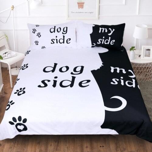 Cat&dog Pattern Quilt Cover with 2 Pillowcase Fashion Bedding 3 Piece Set 3D Printing Available Size Bed Duvet Cover