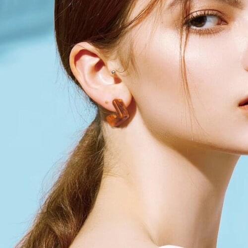 Korean Fashion Geometric J-Shape Hoop Earrings For Women Acrylic Pendant Earrings 2021 New Jewelry Accessories