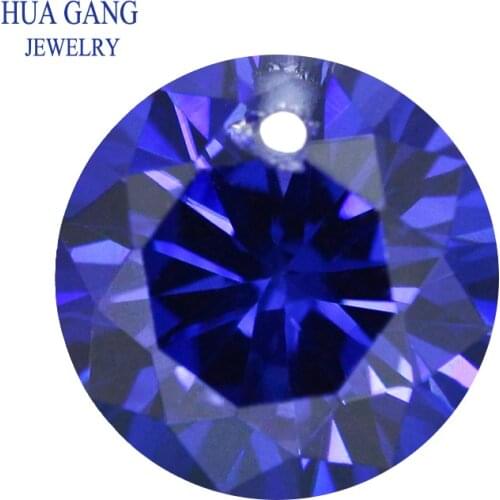 Single Hole AAAAA Round Brilliant Tanzanite Cubic Zirconia Stone For Jewelry Making 3-10mm High Quality