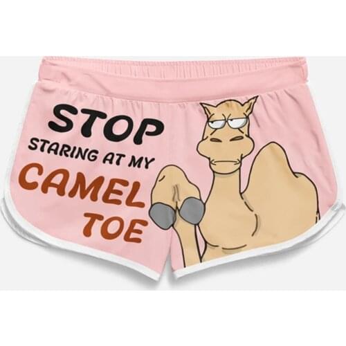 PLstar Cosmos Summer Casual Shorts Stop Staring At My Camel Toe 3D Printed Trousers Girl For Women Shorts Beach Shorts