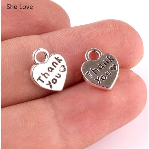 Chzimade 30Pcs/lot Thank You Metal Heart Shaped Garment Labels Tags For Clothes Handmade Crafts Decoration