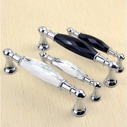 128MM Fashion Luxury Black K9 Crystal KItchen Cabinet Pull Clear crystal Drawer Dresser Cupboard Wardrobe Furniture Handles