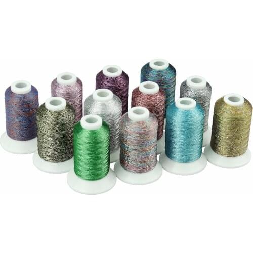 Simthread 12 different shades Metallic mixed thread for embroidery or sewing thread, melange/potpourri thread - special effect