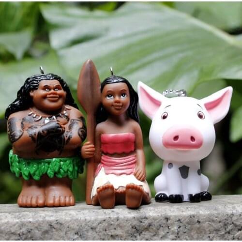 2016 New Movie Moana Princess Keychain Pendant Moana Maui Maui Pua Moana Figure Toys Gift for Chilren 7-8CM Key chain key ring