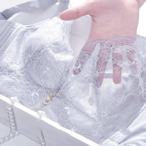 2021 new sponge-free ultra-thin bra lace gathers womens thin large bra without rims and thin bra underwear without rims