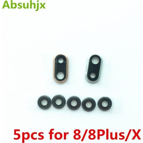 Absuhjx 5pcs Back Camera Lens for iPhone 7 8 Plus X XR XS MAX XSM Rear Camera Ring Cover With Frame Holder Parts