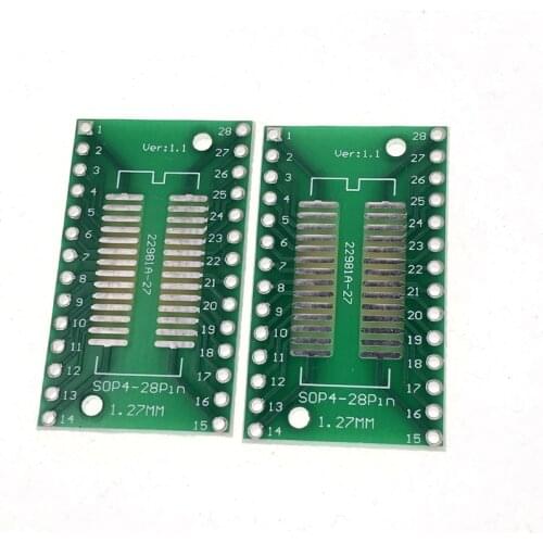 10PCS SOP28 SSOP28 TSSOP28 to DIP28 Adapter Converter PCB Board 0.65/1.27mm SOP28 SSOP28 TSSOP28 to DIP28