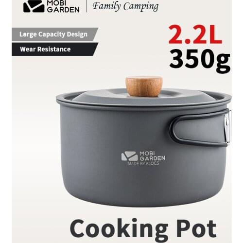 MOBI GARDEN Camping Folding Pot Portable 350g Aluminium Alloy Soup Pot 2.2L Outdoor Camping Kitchenware Travel Cooking Tools