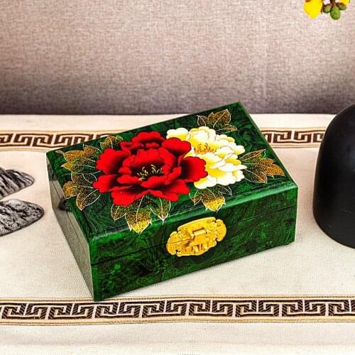 Luxury Lacquerware Jewelry Box Storage Box Retro Chinese Style Handmade Solid Wood Wedding Gift Jewelry Boxes