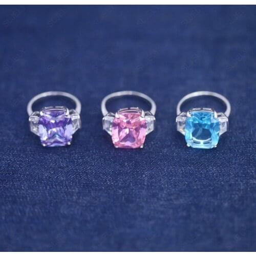 SLJELY Fashion Real 925 Sterling Silver Shining Blue Pink Purple Zircon Ring Women Wedding Dinner Party Fine Brand Jewelry Gift