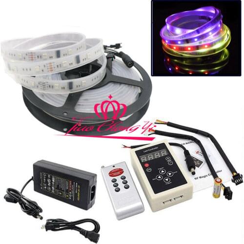 5M 5050 150LED RGB Dream Color 6803 IC LED Strip Light IP67 and 6803 RF Remote and 5A 12V Power supply