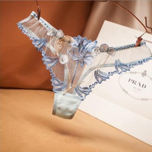 Briefs Transparent Thongs Cotton Hot Erotic Sexy Panties Temptation Female Lingerie Sexy Womens Underwear Mesh Embroidery