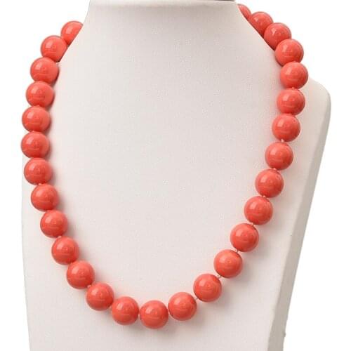 Unique Fashion Style 12mm Colorful Coral Necklace Handmade Synthetic Coral Necklace 18inch jewelry Making 18inch Wholesale H784
