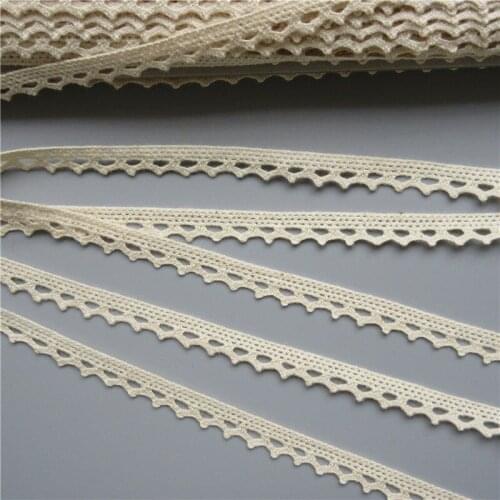 5 Yard Vintage Beige Cotton Sawtooth Crochet Ribbon Embroidered Lace Edge Trim Fabric Applique DIY Sewing Supplies Craft