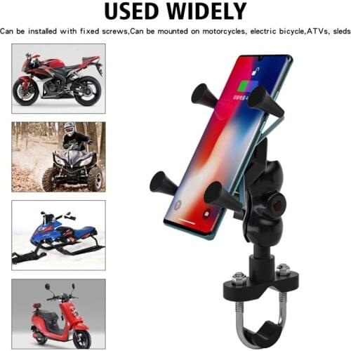 Waterproof 12V Motorcycle Mobile Phone Mount Stand Holder Bike Cellphone Cradle with 2A USB Charger for Motorbike ATV