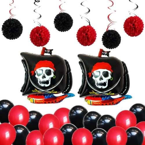 Halloween balloon pirate ship decoration balloon Viking party spiral paper flower ball birthday party decoration balloon set