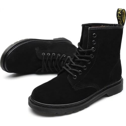 Womens Shoes Ankle Boots Female Flock Martin Boots Round Toe Low Heels Ankle Boots 2 Style Lining Zip & Lace-Up Size: 34--43
