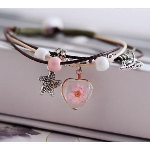 Ceramic Bracelet Dried Flower Womens Hand Rope Ladies Bracelet Hand-woven Student Girl Love Bracelets popular accessories