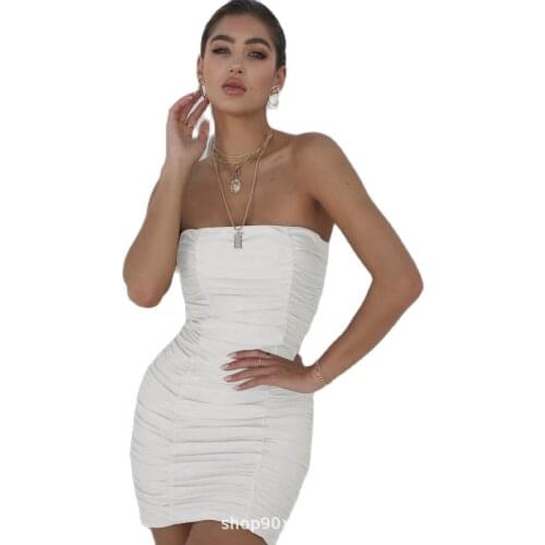 2021 Mirror Palais Dress Backless Off Summer Sexy Party Bodycon Dress Women Strapless Wrap Black White Mini Club Tube Dress