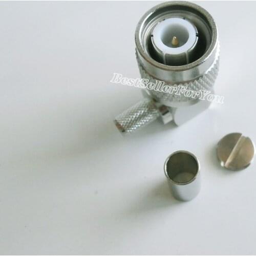 1Pcs Connector TNC Male Plug 90 Degree Crimp RG58 RG142 LMR195 RG400 Cable Right Angle 90 Degree 90 Degree Connector