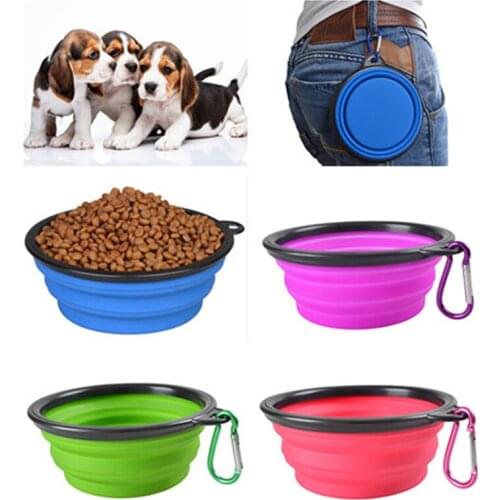 10 Piece/Lot) Wholesale 7 Colors Pet Bowl Collapsible Silicone Dog Cat Food Water Travel Feeder Bowl