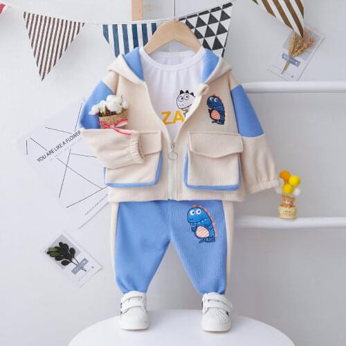 2021 Spring Children Casual Clothes Baby Boys Girls Cartoon Jacket T Shirt Pants 3Pcs/sets Kids Infant Tracksuit 1 2 3 4 5 YEARS