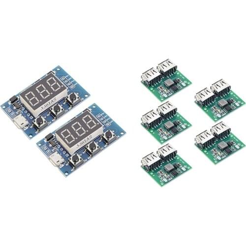 2x Icstation Digital 2 Channel PWM Square Wave Pulse Signal & 5PCS USB DC-DC Voltage Regulator Charging Module
