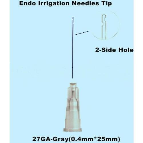 500Pcs Dental Endo Irrigation Needle 27GA-Grey(0.4mm) Disposable Syringe Tips 2-Side Holes