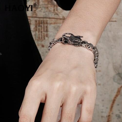 6mm Byzantine Chain Dragon Head Mens Bracelet Male 316L Stainless Steel Bracelet Emperor Link Chain Punk Jewelry