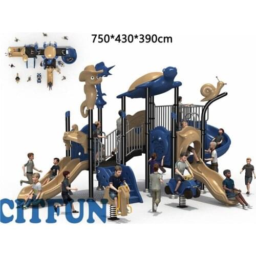 CE Amusement park outdoor playground equipment ,kids plastic slides for community OPB19-052A