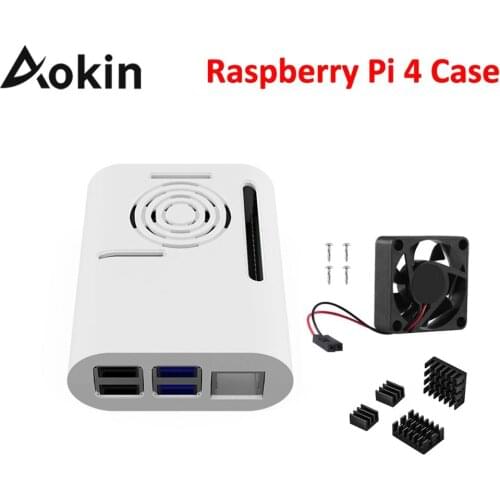 Aokin ABS Raspberry Pi 4 Case with Cooling Fan Aluminum Heatsink for Raspberry Pi 4 Model B for Pi 4B Case