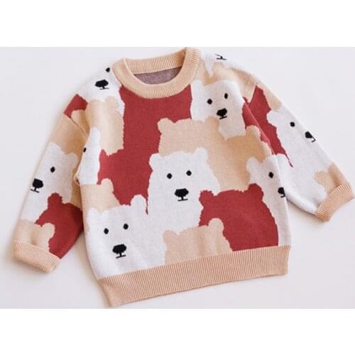 Baby Girl Winter Clothes Childrens Knitted Sweaters Lovely Warm Sweaters for Sweet Girl Pattern with Bears Kids Top