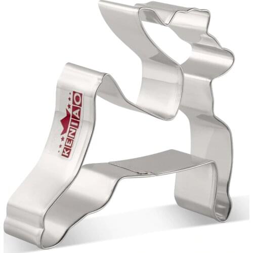 KENIAO Leaping Reindeer Cookie Cutter for Christmas Party Biscuit / Fondant / Sandwiches Cutter - 8.5 x 8.5 cm - Stainless Steel