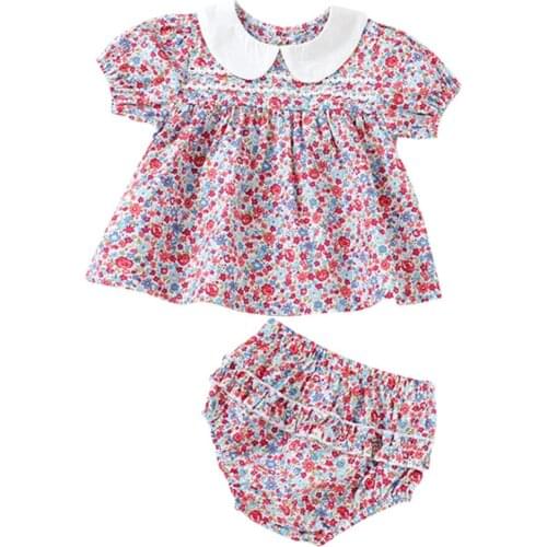 Summer Toddler Baby Girls Floral Tops With Shorts Outfits Sets New Arrival 2021