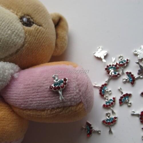 MD-399 10pcs Fancy Colorful Rhinestone Silver Dancing Girl Deco Metal Charms Metal Deco Charms Nail Art