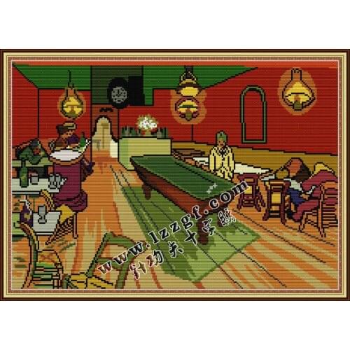 Everlasting Love Van Gogh-The Night Café Chinese Cross Stitch Kits Ecological Cotton 14 11CT Clear Stamped 14CT Easy to Complete