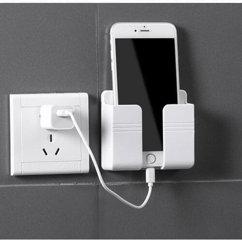 Wall Mounted Organizer Storage Box Remote Control Mounted Mobile Phone Plug Wall Holder Charging Multifunction Holder Stand